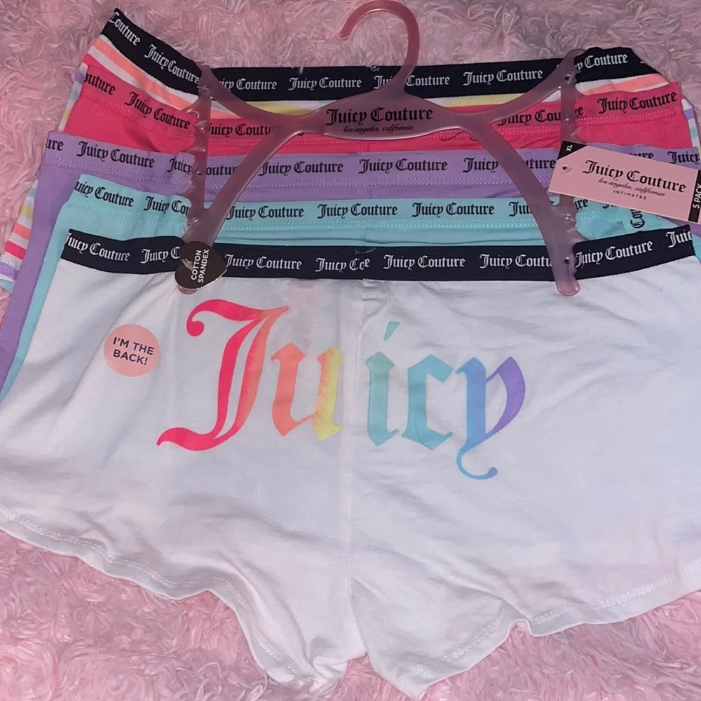 Juicy Couture 5 pair of vibrant color boy shorts - Picture 1 of 9